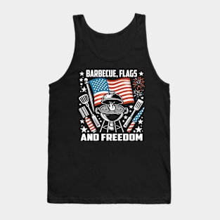 Barbecue, Flags, and Freedom, memorial day Tank Top